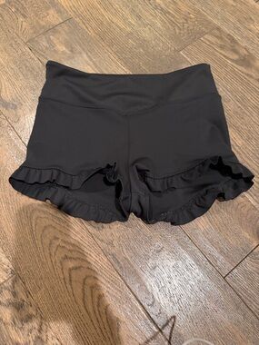 Tiger Friday Filly Bootie Shorts Black Ruffle-Hem Athletic Shorts for Women